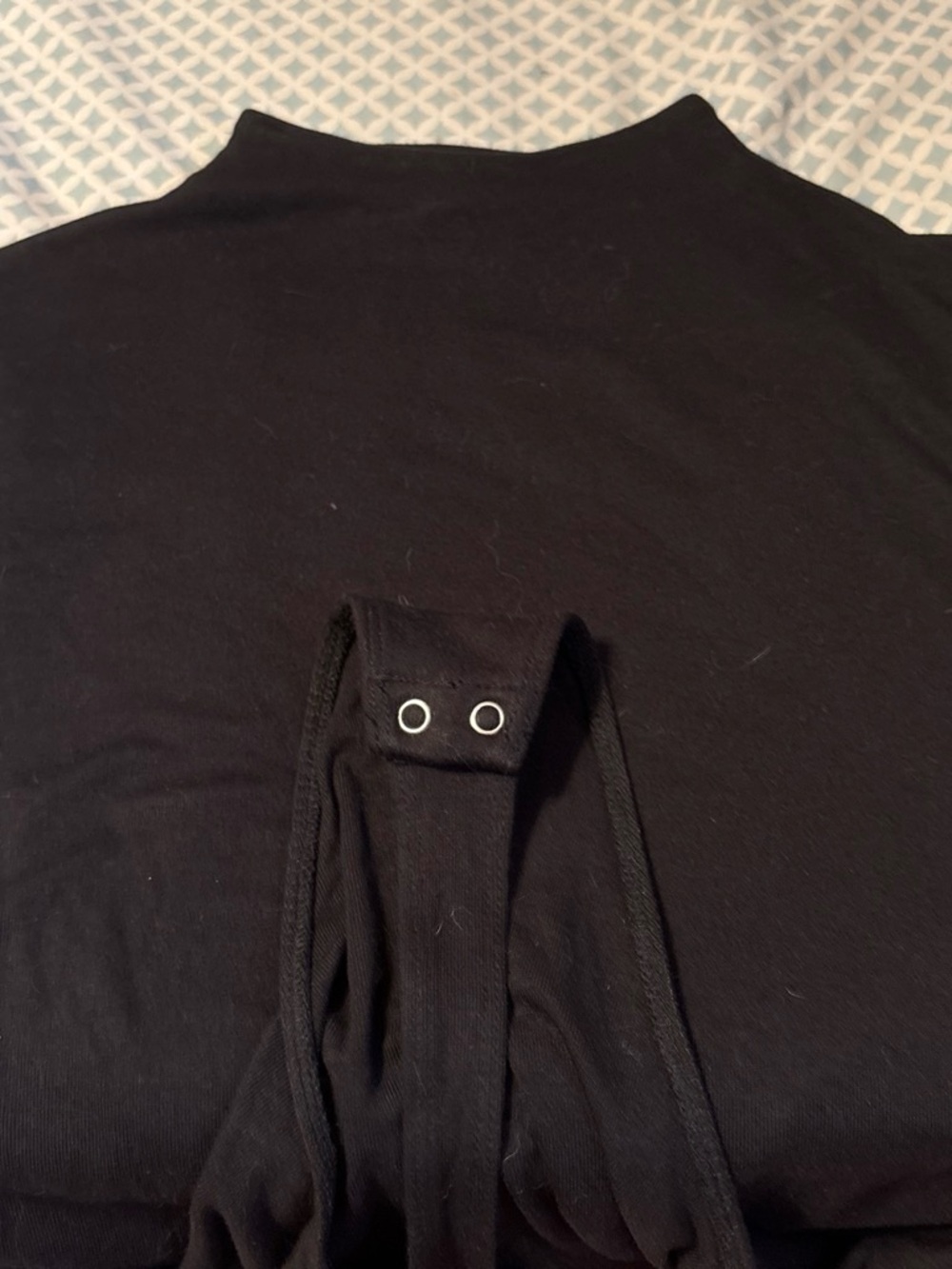 Madden Girl Black Mock Neck Top with Back Snap Tab